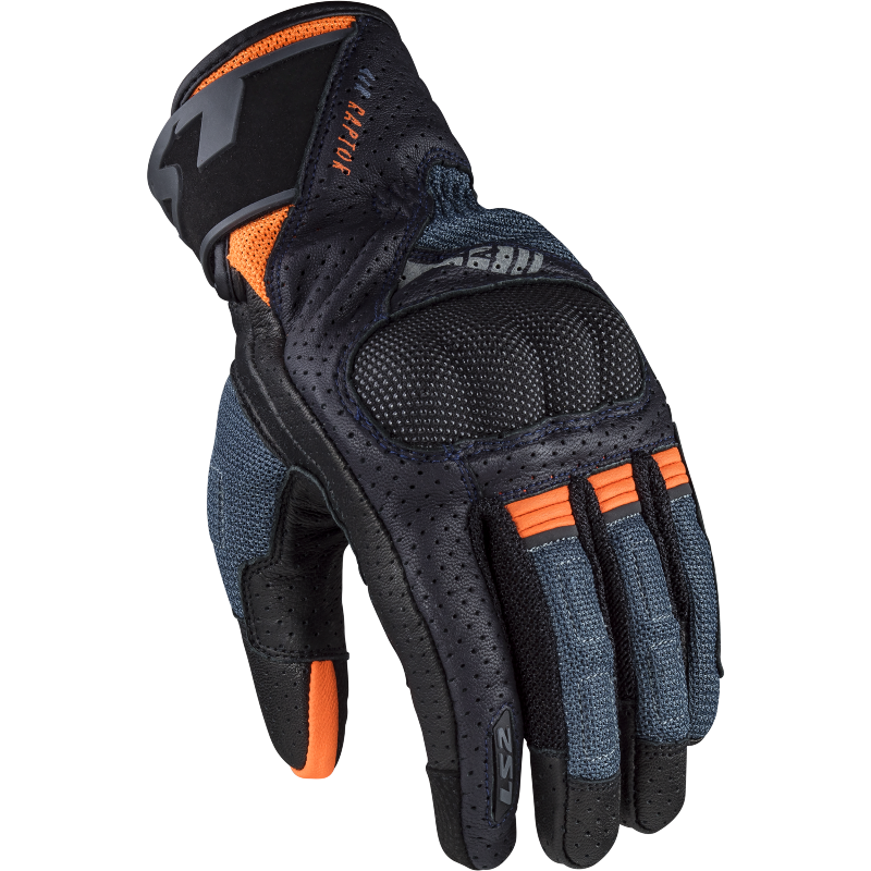 LS2 AIR RAPTOR MAN GLOVES DARK BLUE H-V ORANGE