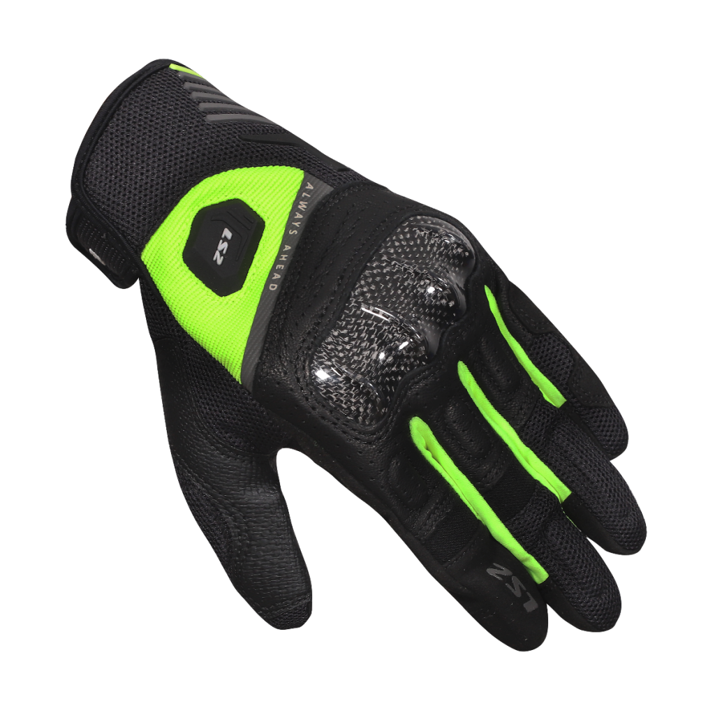 LS2 ATOM MAN GLOVES BLACK H-V YELLOW