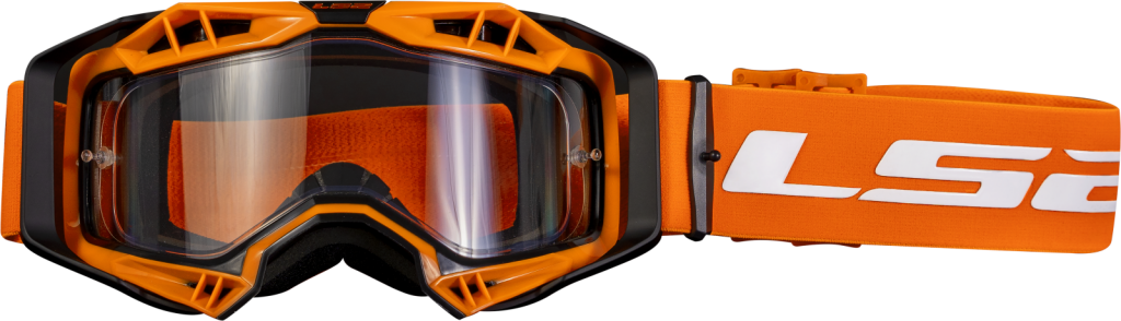 LS2 AURA ENDURO SERIES GOGGLE BLACK H-V ORANGE WITH CLEAR VISOR