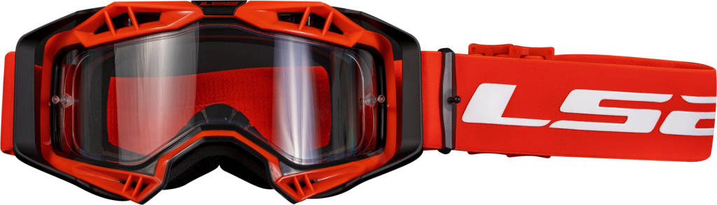 LS2 AURA ENDURO SERIES GOGGLE BLACK RED WITH CLEAR VISOR
