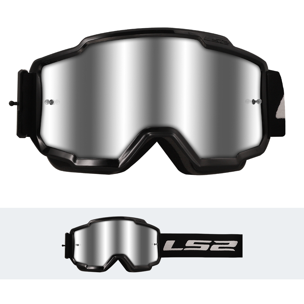 LS2 CHARGER GOGGLE BLACK WITH SILVER VISOR