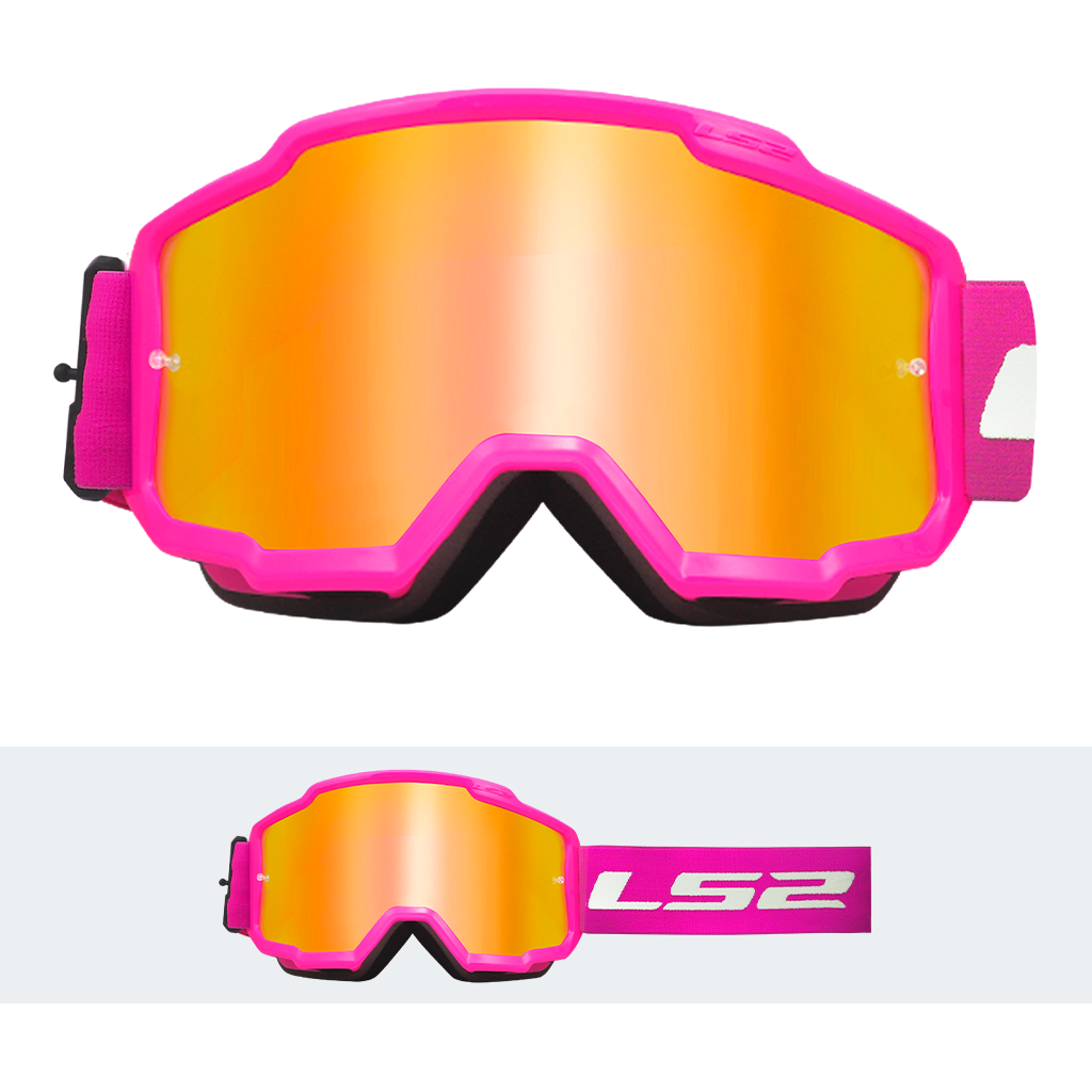 LS2 CHARGER GOGGLE PINK WITH IRIDIUM VISOR