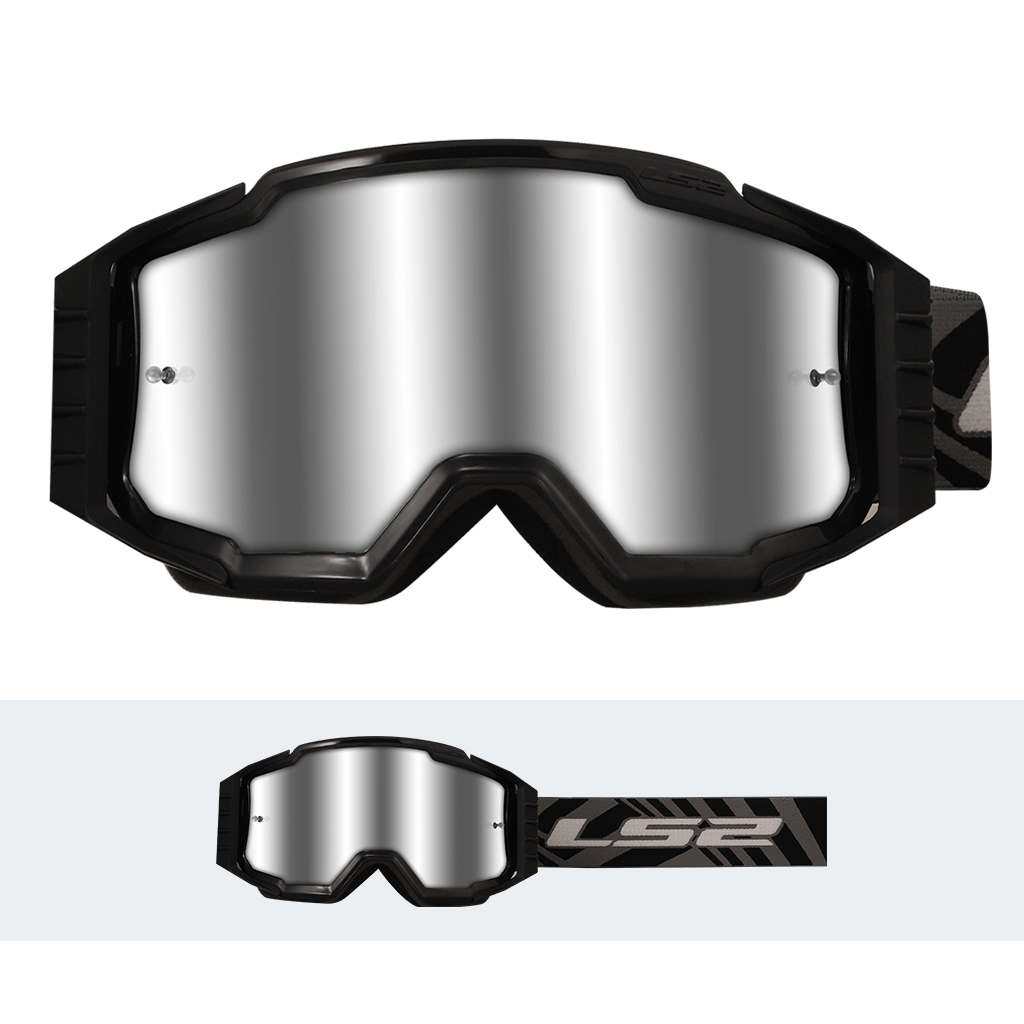 LS2 CHARGER PRO GOGGLE BLACK WITH SILVER VISOR