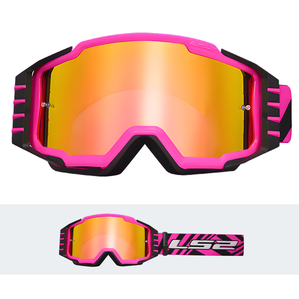 LS2 CHARGER PRO GOGGLE PINK WITH SILVER VISOR