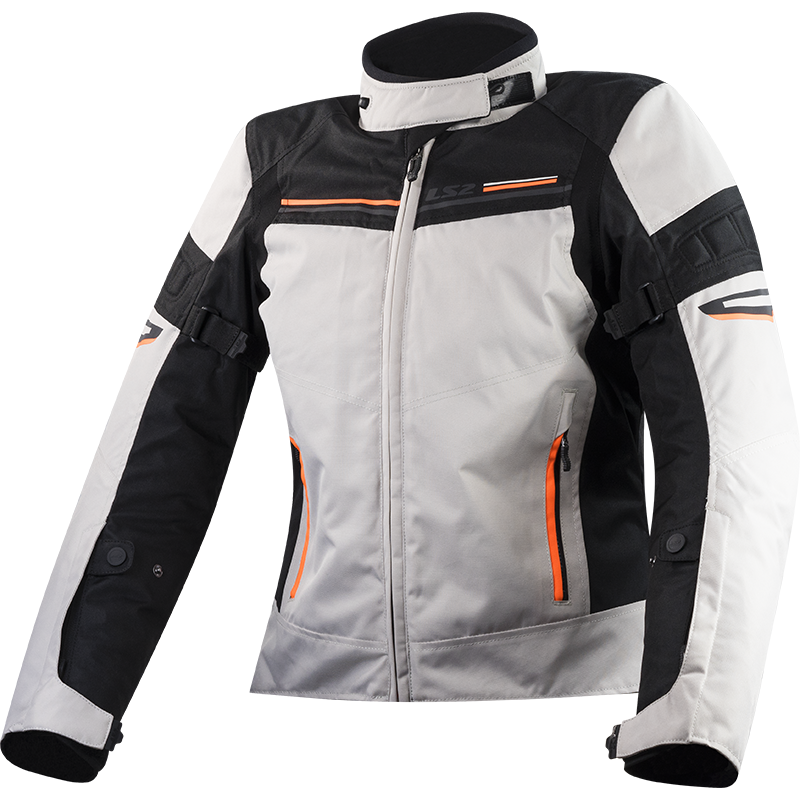 LS2 SHADOW LADY JACKET LIGHT GREY BLACK ORANGE