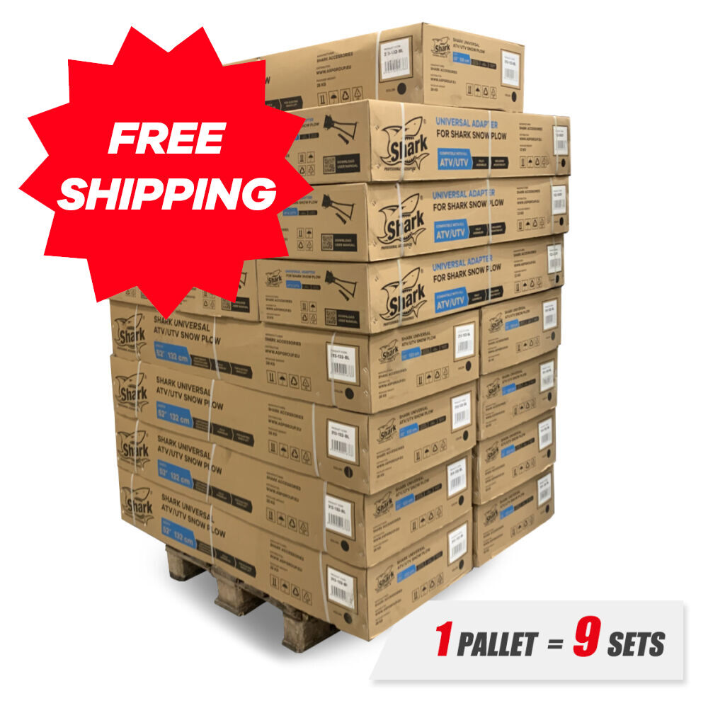 PALLET OF SHARK SNOW PLOW 60" (152cm) DELUXE WITH QUICK ATTACH ADAPTER 9 SETS