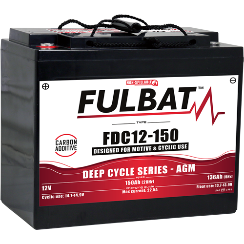 FULBAT Battery 12V/150Ah FDC12-180 Deep Cycle AGM Carbon