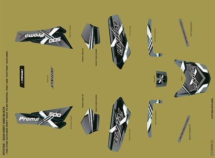 COMPLETE STICKER SET - LINHAI LOGO ( SAND PLASTIC) 500 PROMAX
